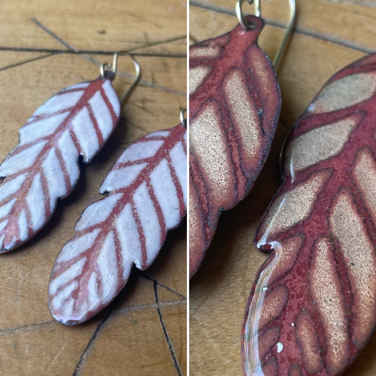 Enamel Feather Earrings