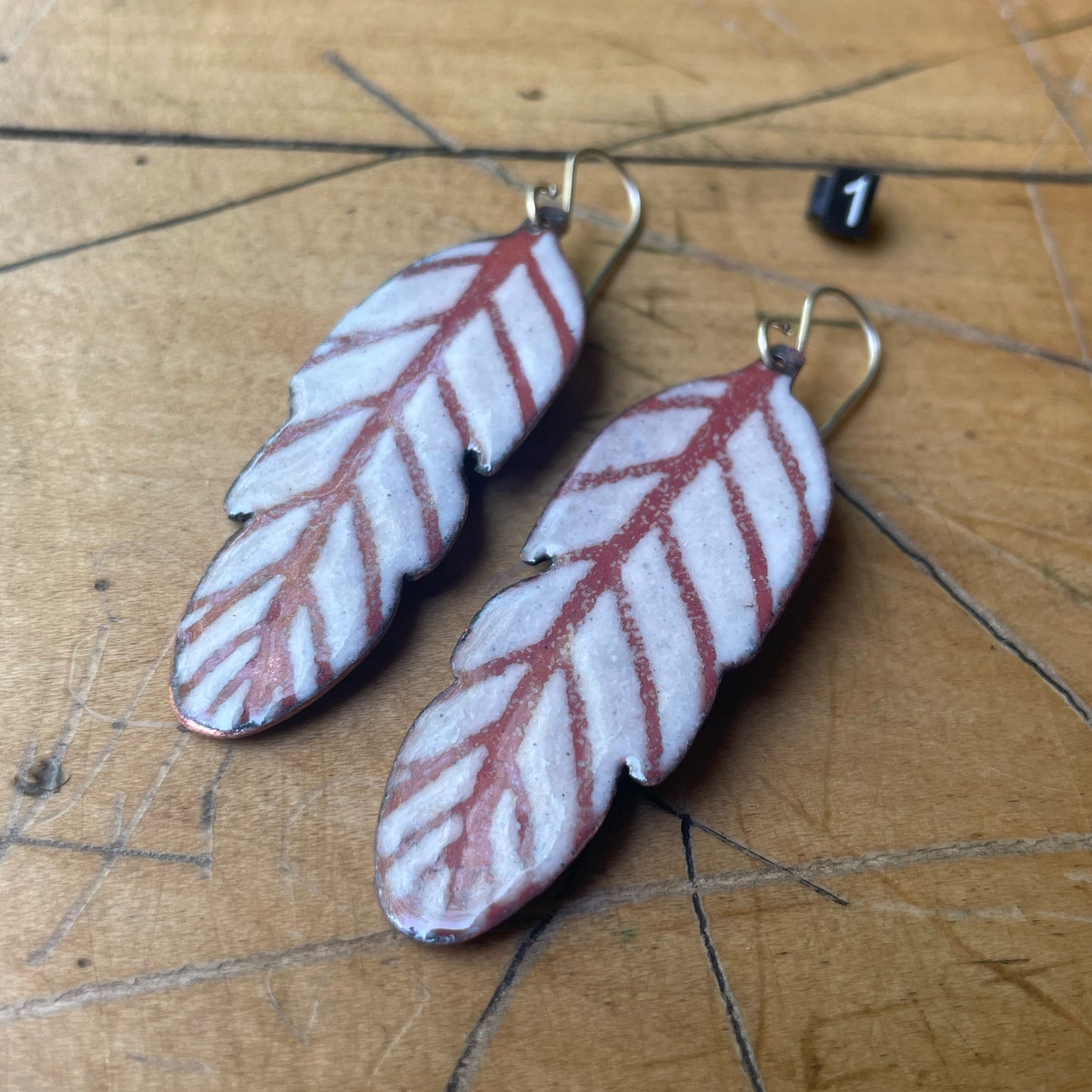 Enamel Feather Earrings
