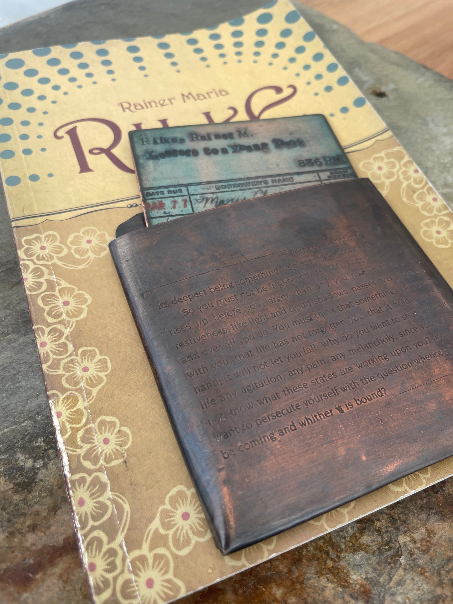 Letters to a Young Poet Enamel Library Card