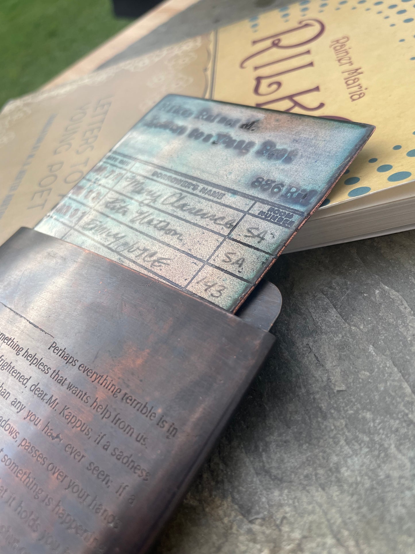Letters to a Young Poet Enamel Library Card
