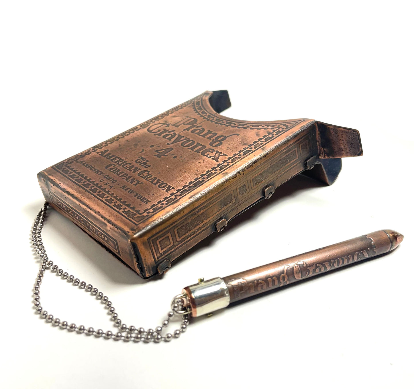 Copper Crayon Box Sculpture with Copper Crayon