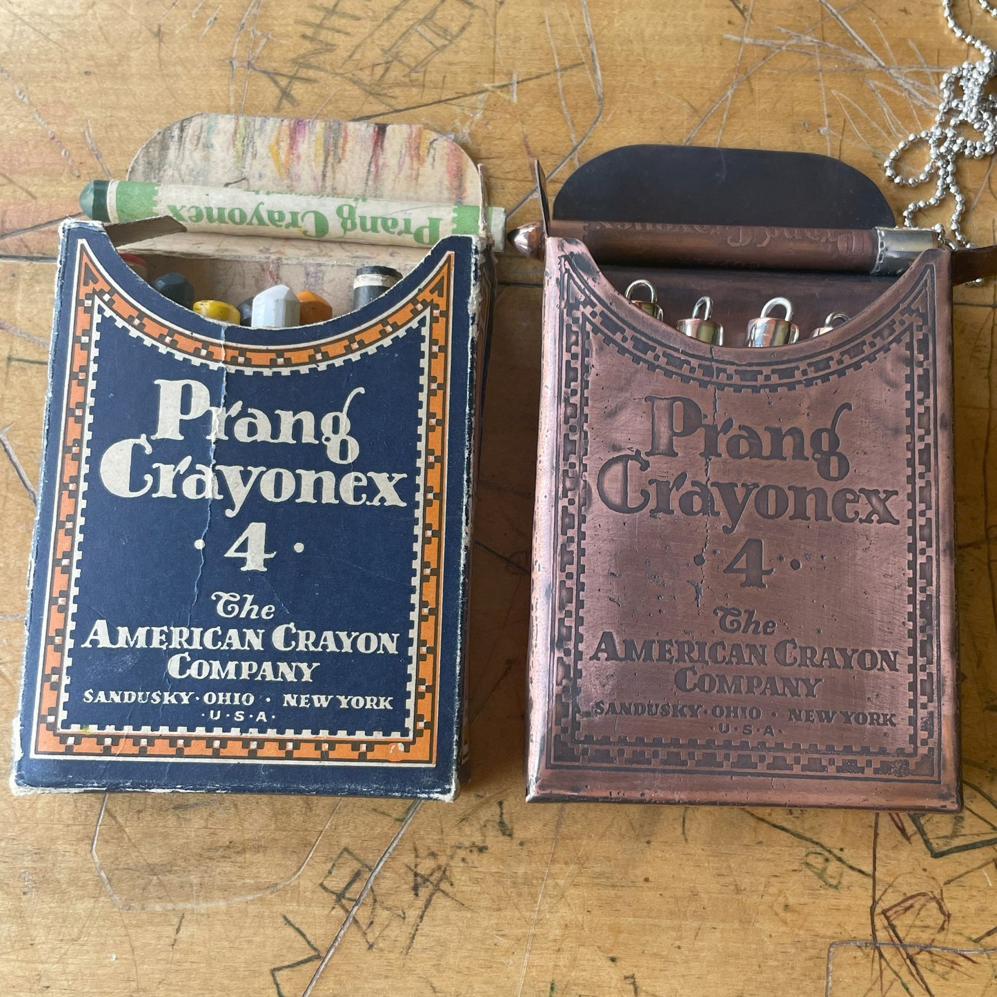 Copper Crayon Box Sculpture with Copper Crayon