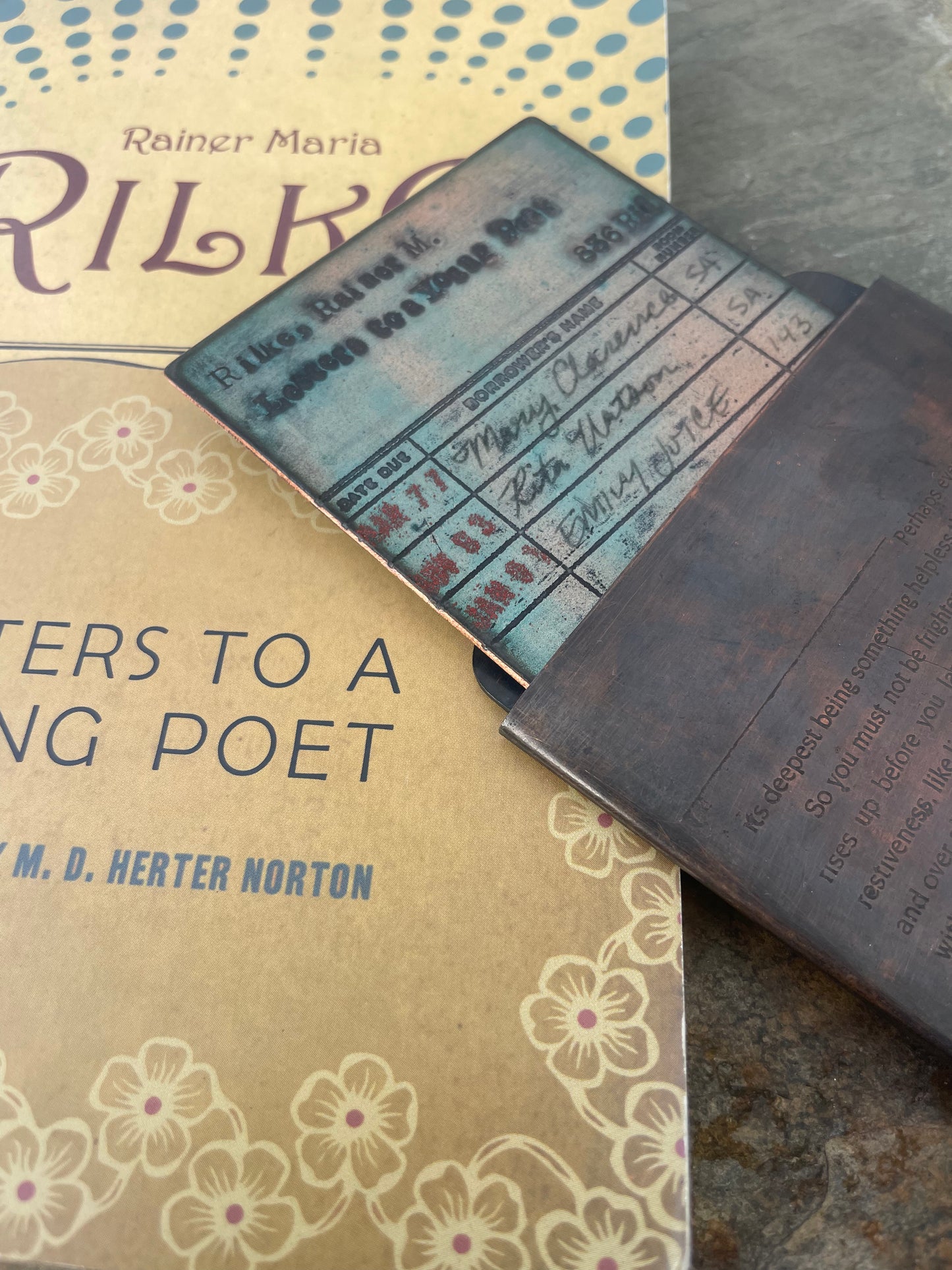 Letters to a Young Poet Enamel Library Card