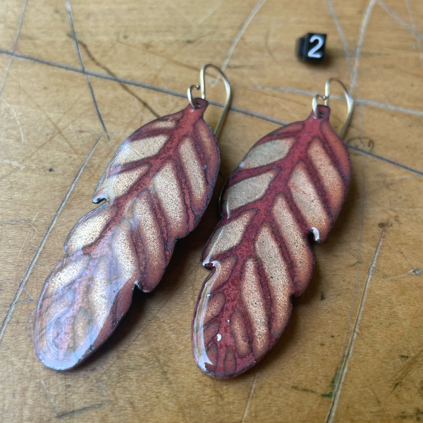 Enamel Feather Earrings
