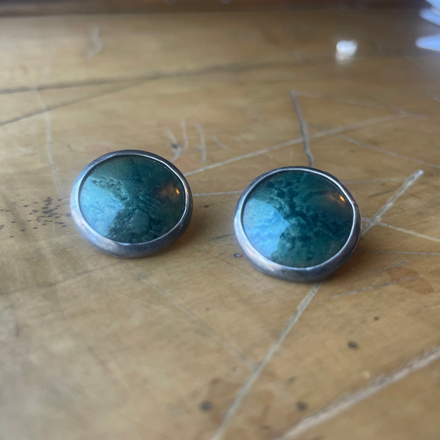 Transparent Green Enamel Studs