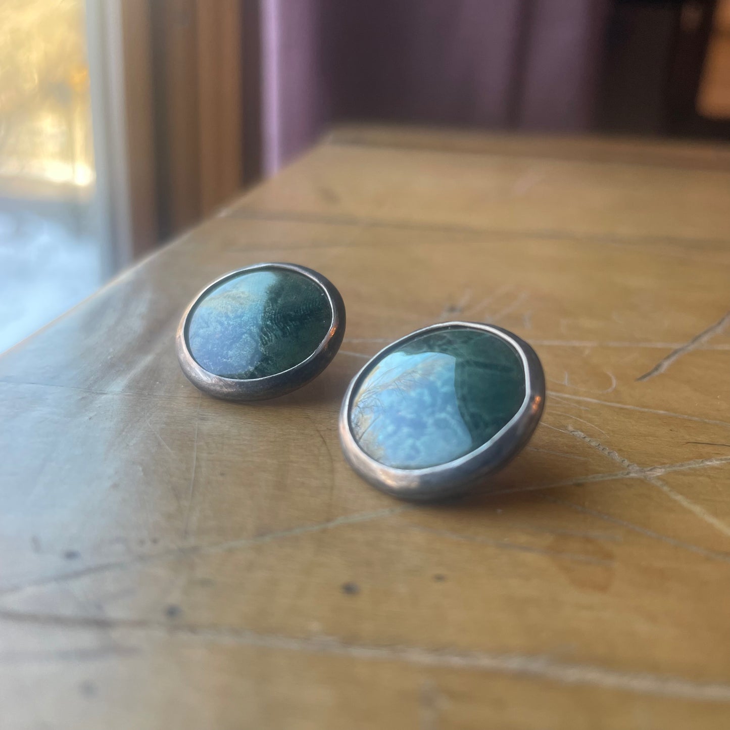 Transparent Green Enamel Studs