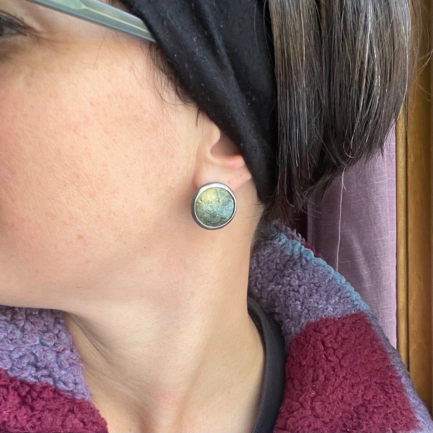 Transparent Green Enamel Studs